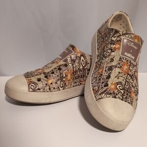 Women's Patterned Slip-On Shoes - Brown and Orange
